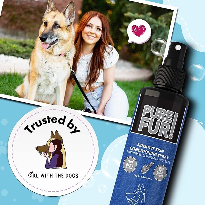 Pure Fur! by Girl With The Dogs - Made in USA - Sensitive Skin Pet Conditioning Spray, 8 oz