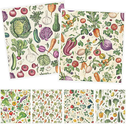 Vegetable Swedish Dishcloths for Kitchen - 6PCS Swedish Cloths for Washing Dishes, Carrot Pumpkin Reusable Dish Towels for Home, Washable Eggplant Onion Cleaning Sponge Gifts Quick Drying
