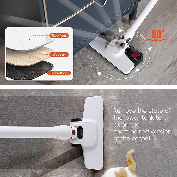 REECOO Lightweight Stick Vacuum Cleaner, Unique Vacuum and Mop Combo - 3 Dust Filters/Microfiber Pads,Corded Stick Vacuums & Electric Brooms - 400W 12Kpa Suction for Kitchen, Bedroom, Living Room