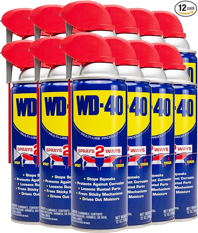 WD-40 Original Formula, Multi-Use Product with Smart Straw Sprays 2 Ways,12 OZ [12-Pack]