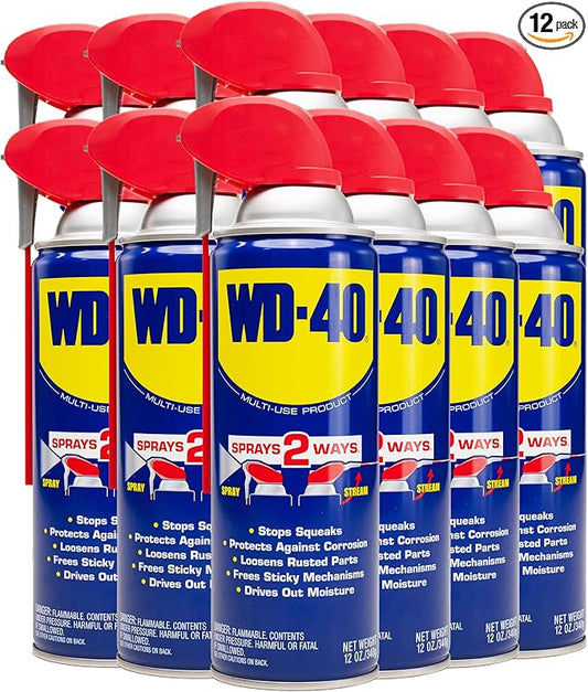 WD-40 Original Formula, Multi-Use Product with Smart Straw Sprays 2 Ways,12 OZ [12-Pack]