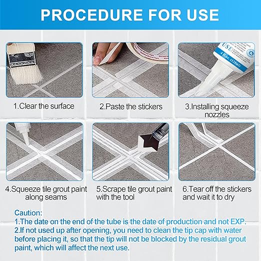 8Oz Clear Waterproof Caulk & Seal Silicone Sealant, Wadities Tile Grout Repair Kit with Grout Remove Scraper, Shrink & Crack Proof for Bathroom, Shower, Kitchen, Floor (4Oz, Pack of 2)