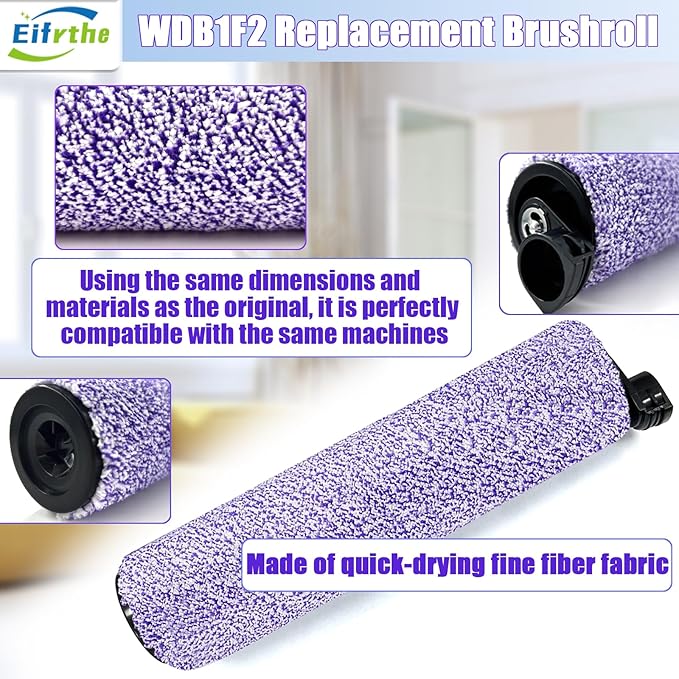 4-Pack WDB1F2 Replacement Brushroll & Filte Bundle for Shark WD101 WD201 WD100 WD200 AW201 WD200C WD201C WD101C AW261 wd160 HydroVac XL 3-in-1 vacuum cleaner, compare parts WDB1, WDB2, WDFF1, WDB1F2
