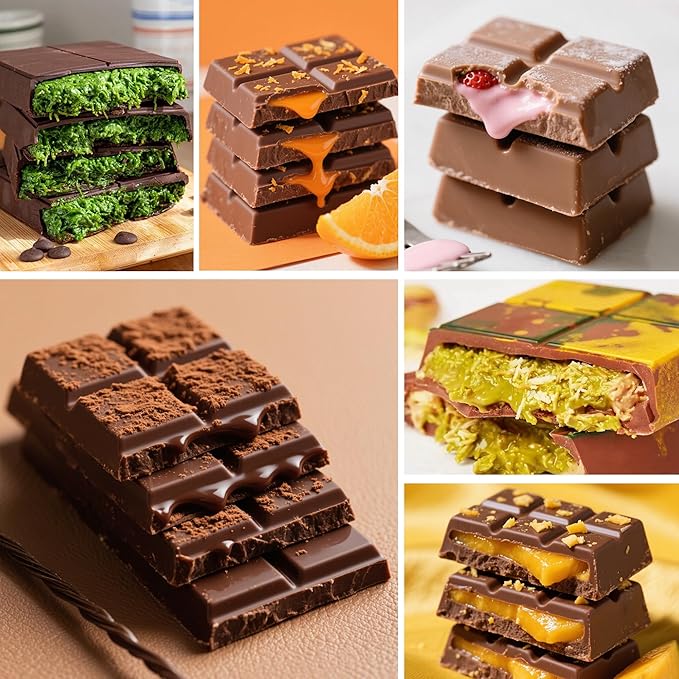 2 Pack Deep Silicone Chocolate Bar Molds - Non-Stick Candy Bar mold, Reusable Chocolate Molds for Dubai Pistachio Chocolate, Protein & Energy Bars, DIY Gifts and Homemade Snacks, Wax Melts