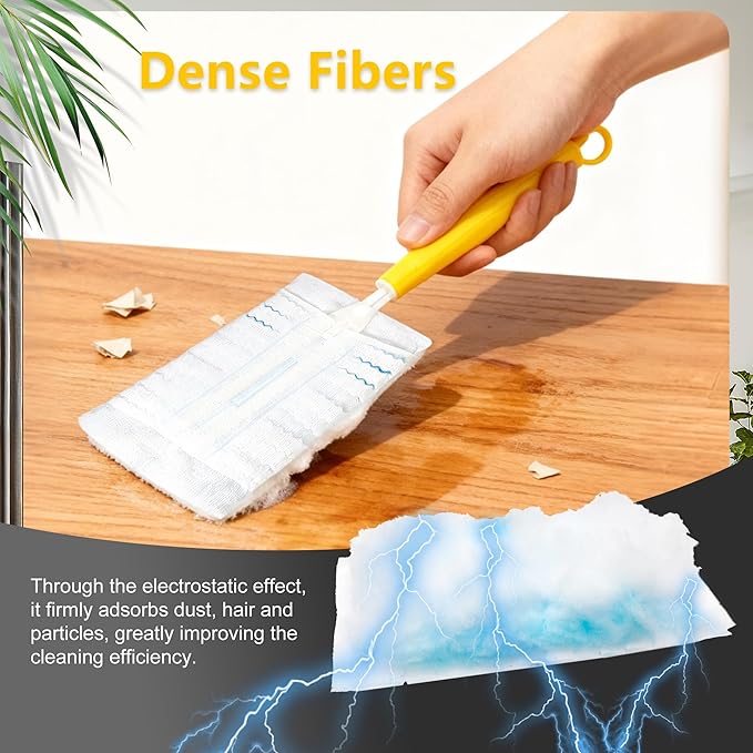 30 Count Duster Refill Compatible with Dusters Handle 180° Multi-Surface Duster Replacement Electrostatic Dust Removal Kit for Cleaning Electronics Blinds Furniture Car Ceiling Fan Cleaner