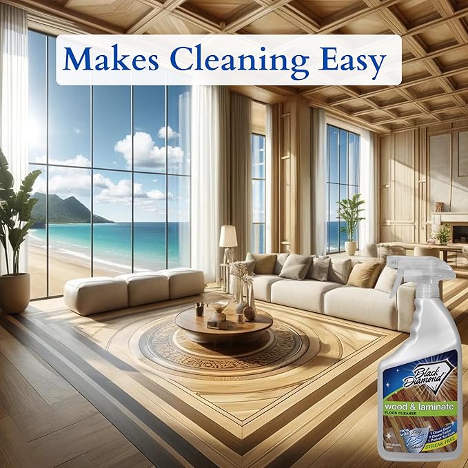Black Diamond Stoneworks Wood & Laminate Floor Cleaner: For Hardwood, Real, Natural & Engineered Flooring –Biodegradable Safe for Cleaning All Floors (1 quart/1 gallon)