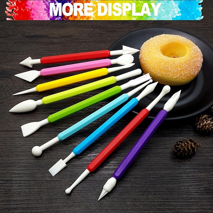 LINPHCEY 9PCS Clay Tools for Kids Air Dry Clay Tool Kit Plastic Clay Sculpting Tools Set for DIY Pottery, Modeling Molding Polymer Clay – Safe & Easy Grip for Beginners & Craft Lovers