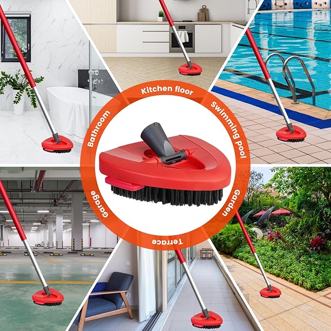 Scrub Brush Replacement Head Compatible with O Ceda EasyWring Spin Mop 1 Tank System,Triangle Hard Bristle Cleaning Brush Shower Floor Scrubber for Bathroom, Kitchen,Deck, Pool and Tile Walls