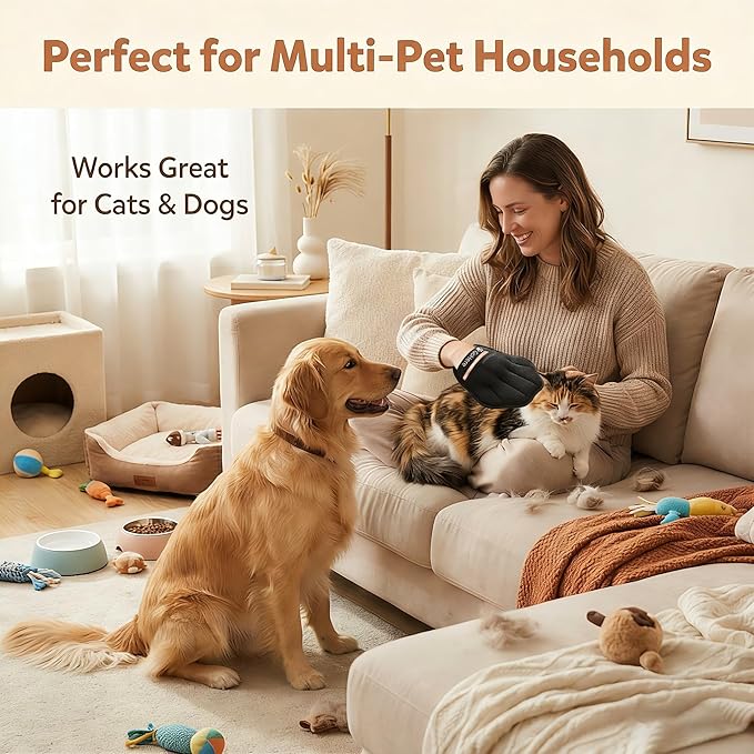 GoHere Pet Hair Removal Glove, Magic Brush Electrostatic Mitt for Cats & Dogs, Reusable Grooming Gloves, Pet Hair Remover Tool for Couch, Carpet, Clothes, Car Seat, Laundry