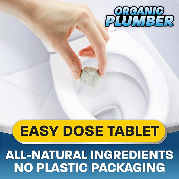 Septic Tank Cleaner Treatment, Bacteria x Natural Enzyme Flushable Bio Tabs, Rid Sewage Waste & Clean Field System, 1 Year of Tablets