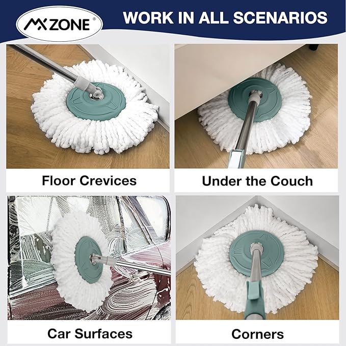 Spin Mop Replacement Head 5 Pack Magic Mop Refill for Hurricane 360° Systems, Microfiber Spin Mop Head, Round Shape Standard Universal Size