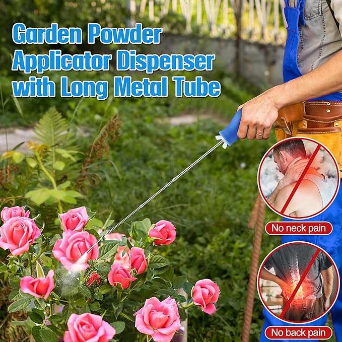 Diatomaceous Earth Powder Duster, Longer 9" to 22" Retractable Garden Powder Applicator Dispenser, 8 oz Bulb Duster Sprayer Insect for Home Organic Gardening Agricultural Supply (Blue,1 Pcs)