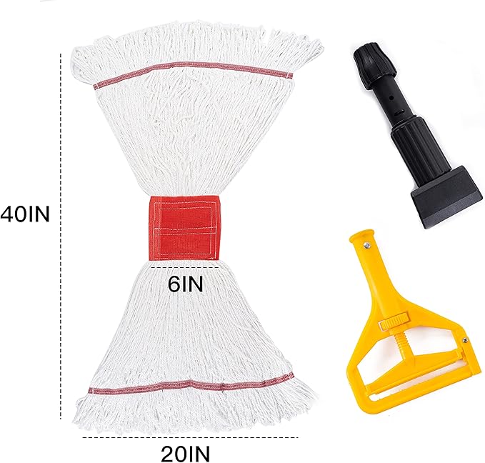 Matthew Cleaning Microfiber String Mop Heavy Duty Commercial Wet Mop Head Replacement,Excellent Absorbency,Premium Launderability,Reusable for Home,Commercial and Industrial Use(White,12Pack)
