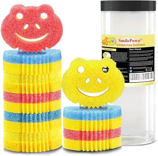 SmilePowo 9 Pack Scrub Sponge, Dual-Sided Temperature Controlled Kitchen Sponge for Dishes,Cute Frog Scrub Sponges Household Cleaning Pads Bathroom Wall Cleaner Multi-Functional Cleaning Sponges