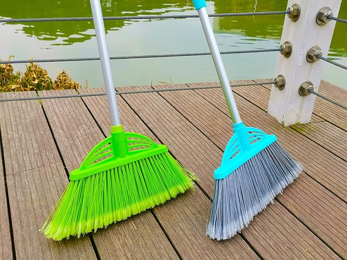 Xifando Three-Section Telescopic Aluminum Alloy Rod Long-Handled Broom (Light Blue)