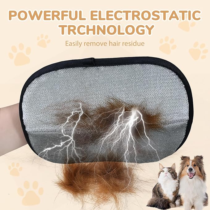 TZKGZP Pet Hair Removal Gloves, Electrostatic Pet Hair Grooming Gloves for Dog & Cat, Reusable for Carpet, Clothing,Furniture,Clothing, Couch,Bed,Curtain-4 PCS