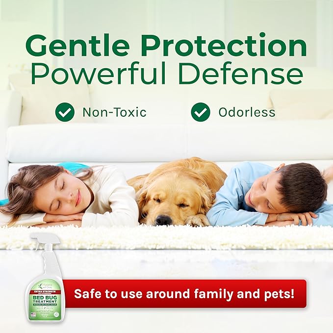 Hygea Natural Extra Strength Bed Bug & Mite Spray - Child & Pet Friendly - Stain & Odor Free - 66% Stronger Formula (24 oz)