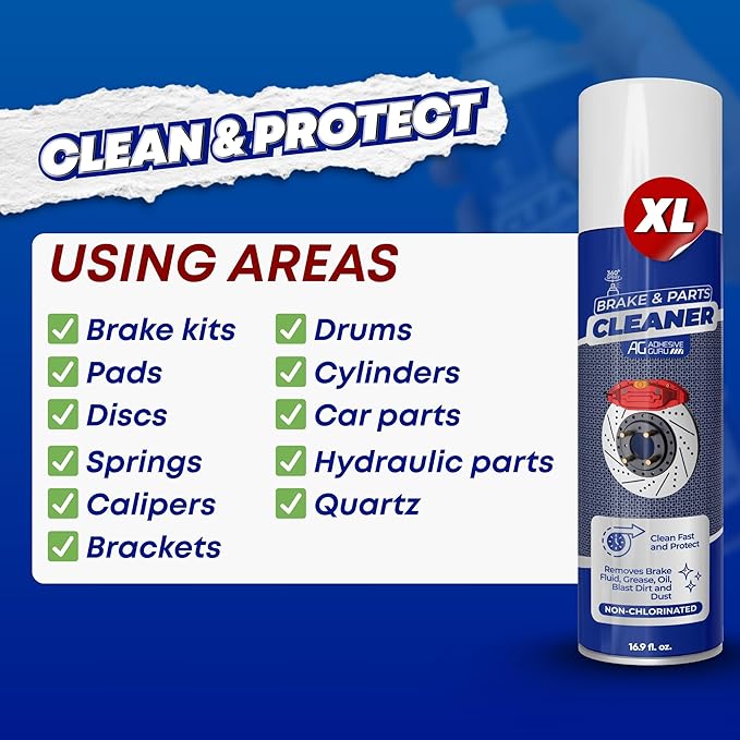 Adhesive Guru Non-Chlorinated Brake Cleaner – (24x16.9 fl oz) – Brake Parts Cleaner & Degreaser for Disc, Pads, Calipers, Springs, Rotors, Clutch & Chain – Fast-Drying, Residue-Free