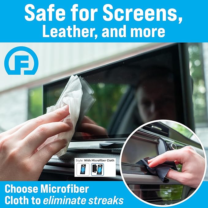 Fortress Car Interior Wipes with Microfiber Cloth (25 ct.) for Car Interior Cleaning, Dashboard, Seats, Detailing, and Steering Wheel [Travel Size] Skin-Safe Car Interior Cleaner Supplies