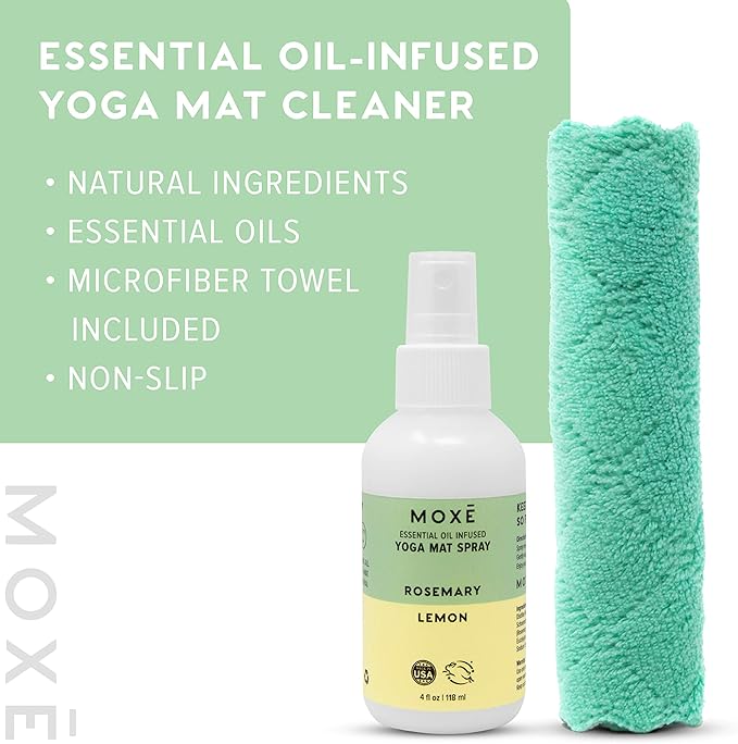 MOXE Yoga Mat Cleaner, 4 Ounces (Lavender Chamomile & Rosemary Lemon, 1 Each)