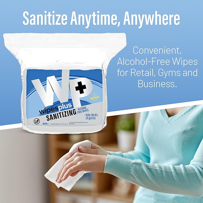 WIPESPLUS Hand Sanitizing Wipes Refill Bag Alcohol-Free Wipe for Restaurant and Retail, 3200 Count, (4 Packs of 800 Sheets)