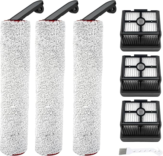 (7pcs) HEPA Filters & Replacement Brush Rollers Compatible For Dreame H12 Pro/ H12 Dual Wet Dry Vacuum Cleaner, Replacement Parts Accessories Kit Inclue 3 Vacuum Filter, 3 Roller Brush