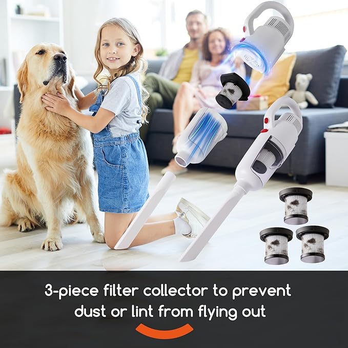 REECOO Lightweight Stick Vacuum Cleaner, Unique Vacuum and Mop Combo - 3 Dust Filters/Microfiber Pads,Corded Stick Vacuums & Electric Brooms - 400W 12Kpa Suction for Kitchen, Bedroom, Living Room