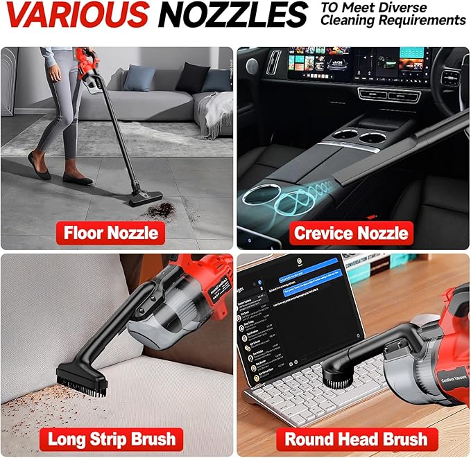 CAMXTOOL Cordless Vacuum for Milwaukee M18 Battery, Handheld Vacuum Cleaner for Home Pet Hair Car, 5-in-1 Portable Shop Vac with 2 Washable HEPA Filter, 4 Multi Nozzle (Battery Not Included)