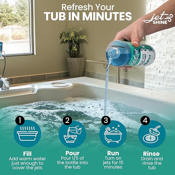 Jetted Tub Cleaner for Jacuzzi, Bathtubs, Whirlpools - Pack of 3, 16oz Sage Scented Jacuzzi Tub Cleaner to Help Clean Dirt and Soap Buildup, 5 Cleanings per Bottle