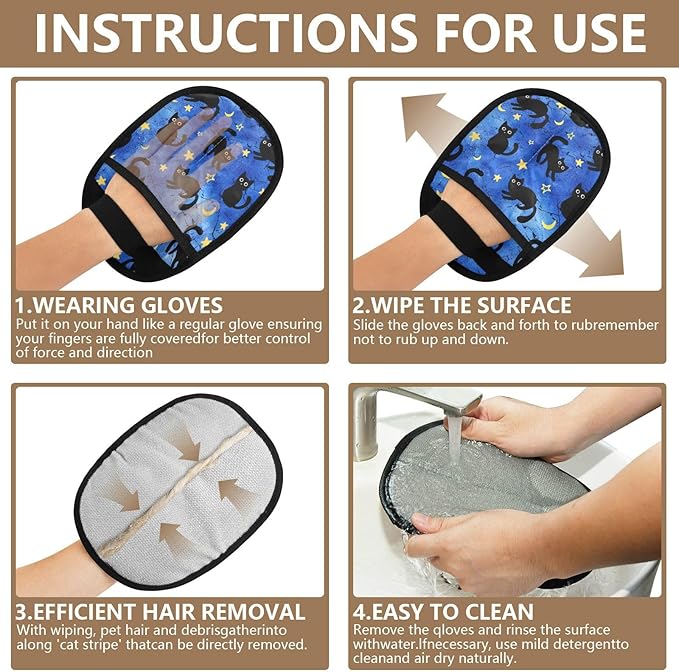 CHPGPUG Cat Star Pet Hair Removal Glove for Cats & Dogs Reusable Pet Hair Removal Glove pet Hair Electrostatic Gloves