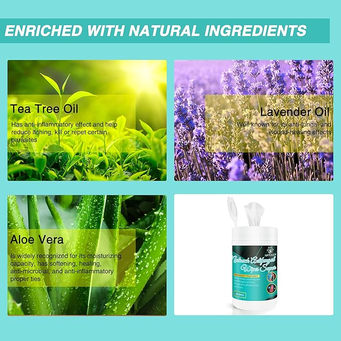 Body Wipes, Non-Toxic, Alcohol-Free Natural Wipes, Conditioning Skin Camp Wipes Help Athletes Foot, Jock Itch, Ringworm. Rinse Free Gym Wipes for Wrestling, Martial Arts