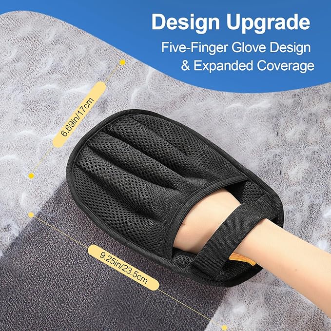 Salhap Pet Hair Removal Gloves (2-Pack) - Reusable, Anti-Static & Washable for Furniture, Car, Clothing & Pet Beds - Effortless Cat & Dog Hair Remover for Home