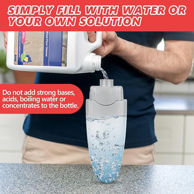 HOMTOYOU Microfiber Hardwood Floor Mop: Dust Spray Mops for Cleaning Wood Home Kitchen Floors - Wet Mopping & Dry Sweeping - 3 Reusable Refills & 1Pcs 400+ML Refillable Bottle