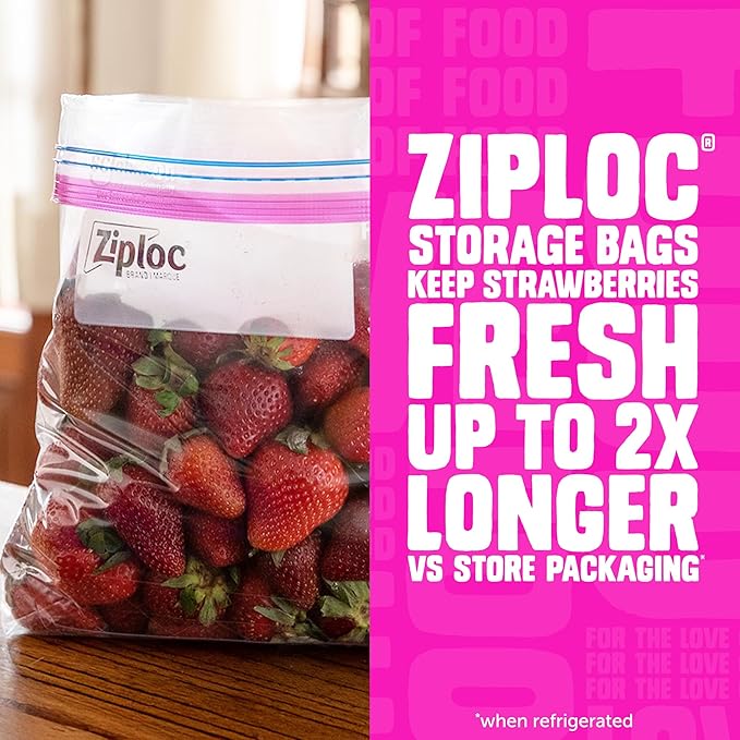Ziploc Gallon Food Storage Bags, Stay Open Design with Stand-Up Bottom, Easy to Fill, 42 Count