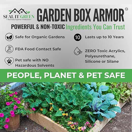 Seal It Green Cedar Garden Box Sealer-Plant Based, Non-Toxic and Non-Leaching Garden Bed Wood Sealer. Helps Protect Cedar & All Wood Types Used for Raised Bed Gardens. Zero Toxic Chemicals (
