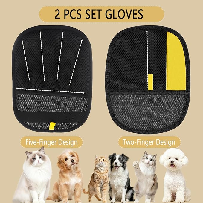 CUSUA 2 Pcs Electrostatic Pet Hair Removal Glove, 2025 Newly Magic Brush Pet Hair Remover for Dogs & Cats, Reusable Animal Fur Grooming Tool for Cleaning Hair on Furniture, Couch, Car Seats, Carpet