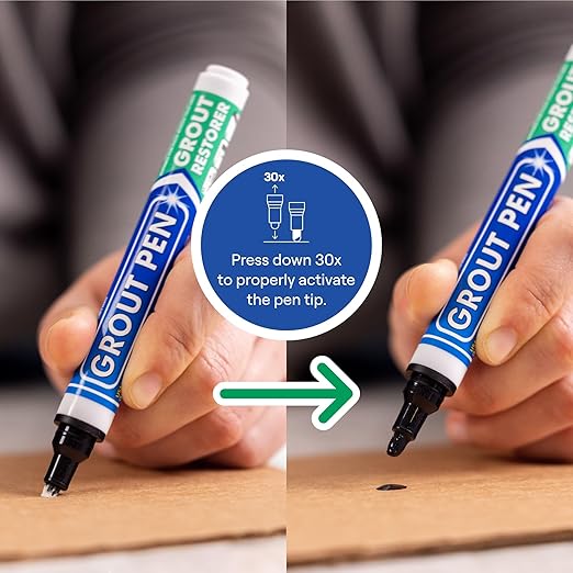 Grout Pen Black Tile Paint Marker: Waterproof Grout Paint, Tile Grout Colorant and Sealer Pen - Black, Narrow 5mm Tip (7mL) - 3 Pack