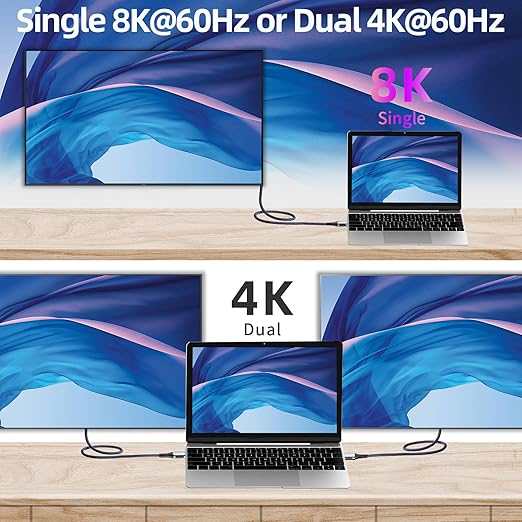 Talmosal USB4 for Thunderbolt 4 Cable 5ft, Support 8K@60Hz, 4K@144Hz 40Gbps/240W PD Charging for iPhone 16/15, Thunderbolt 3, MacBook Pro, Docking, eGPU, SSD, Surface Pro
