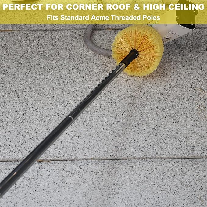 Tockrop 2 Pack Twist-On Cobweb Duster Head Brush - Efficient Indoor & Outdoor Spider Web Cleaning Solution - Fits Standard Acme Threaded Poles - Duster Brush Head Only - Yellow