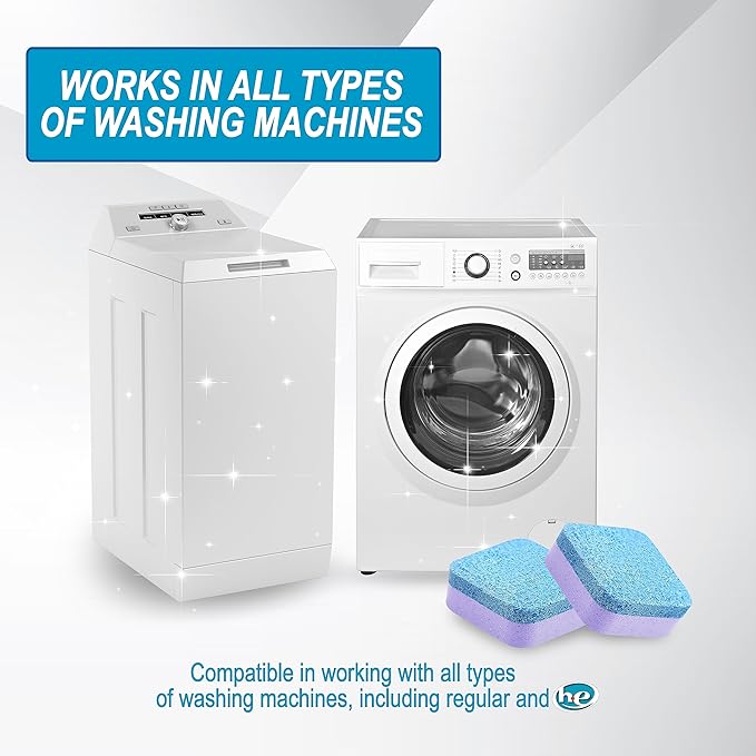Air Jungles Washing Machine Cleaner Tablets 24 Count, Lavender Scent, Deep Cleaning Laundry Washer Drum and Tub, Compatible with Front and Top Load Washer, 12 Month Supply