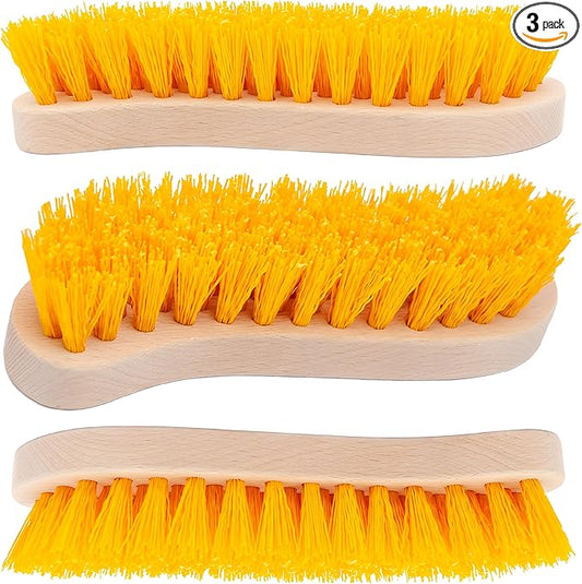 Pack of 3 - Hard Bristle Scrub Brush - Stiff Brush for Cleaning, Heavy Duty Utility Hand Brush Set for Indoor and Outdoor, Nylon Scrubbing Brush