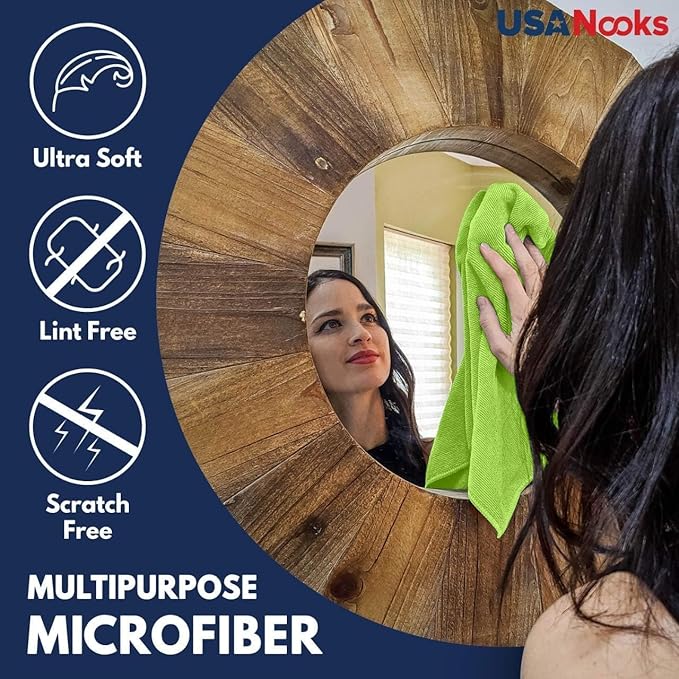 USANOOKS Microfiber Cleaning Cloth Light Green - 100 Pcs 12.5"x12.5" - High Performance - 1200 Washes, Ultra Absorbent Towels Weave Grime & Liquid for Streak-Free Mirror Shine - Car Washing Cloth