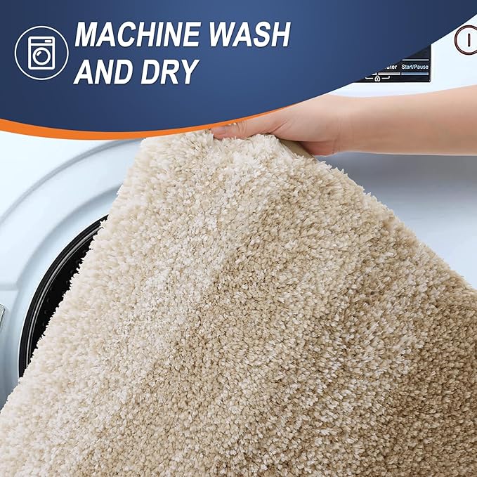 OLANLY Bathroom Runner Rugs 47x24, Extra Soft Absorbent Microfiber Bath Rugs, Rubber Backing, Quick Dry, Machine Washable Bath Mats for Bathroom Floor, Tub and Shower, Home Decor Accessories, Tan