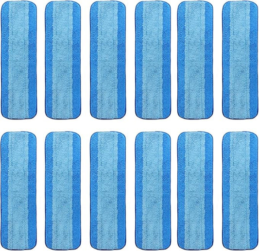 AmaVins 12 Pack Microfiber Cleaning Pads for Bona Mop, Reusable Microfiber Mop Pads for 18 Inch Mop, Hardwood Floor Replacement Cleaning Mop Pads, Machine Washes
