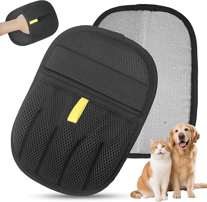 QUJOGA Reusable Pet Hair Removal Glove for Dogs & Cats, Electrostatic Pet Hair Gloves, Pet Hair Remover Tool for Furniture, Carpets, Sofas and Beds(2pcs)