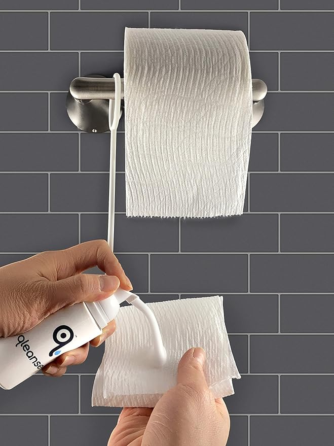 Qleanse Toilet Paper Foam Spray and Caddy (Family Pack)