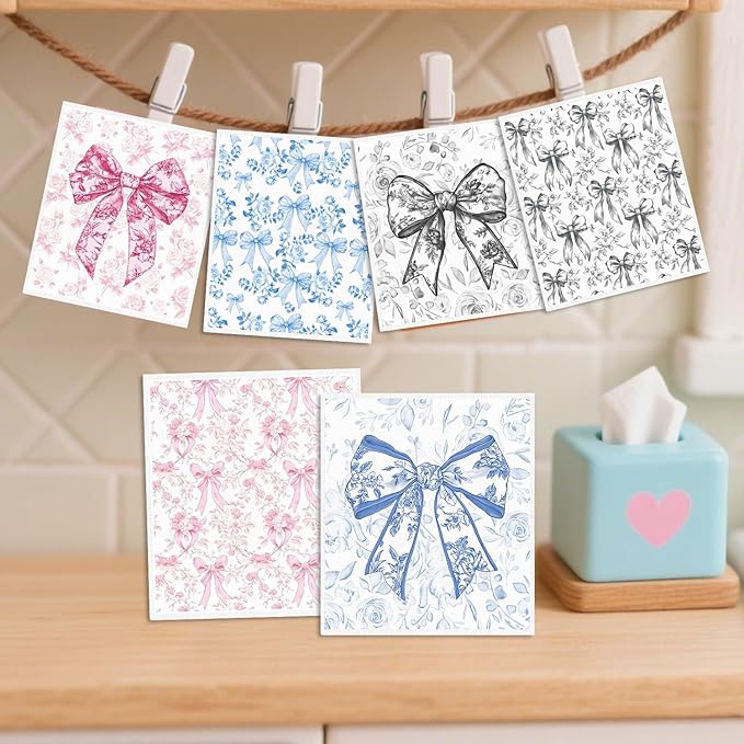 Bow Swedish Dishcloths for Kitchen - 6PCS Pink Blue Black Bowknot Swedish Cloths for Washing Dishes, Ribbon Cotton Reusable Dish Towels, Washable Cleaning Sponge Gifts Quick Drying