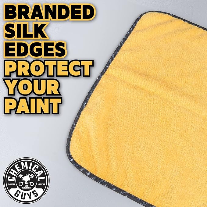 Chemical Guys MIC 506 03 Professional Grade Premium Microfiber Towels, Gold (16 Inch x 16 Inch) (Pack of 3) - Safe for Car Wash, Home Cleaning & Pet Drying Cloths