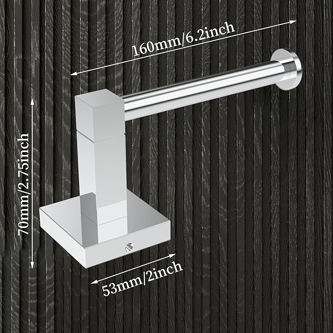 RUACQ Toilet Paper Holder Wall Mount,Square Base Tissue Roll Holder for Bathroom,Toilet Roll Holder Stainless Steel(Chrome)