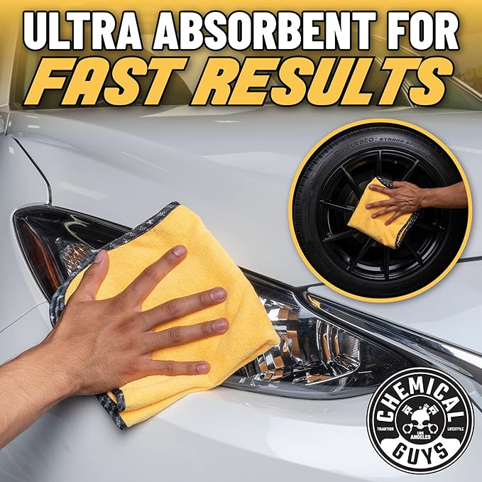 Chemical Guys ‎MIC_507_03 Automotive Microfiber Drying Chamois, Gold, 3 Pack, 24" x 16"